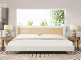 Haley Upholstered Cane-Back Platform Bed, King, Antique White Polyester B2719P238202