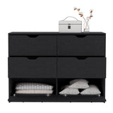 Basilea 4 Drawers Double Dresser with 2 pull down Cabinets Black B070P214577