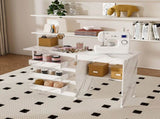 4-in-1 Folding Sewing Table with Lockable Wheels Multi-Functional Craft Station, End Table, W2700P311798