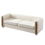 Contemporary Velvet Sofa Couch 84.25''W for Living Room, Beige W57946164