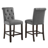 Leviton Solid Wood Tufted Asons Counter Height Stool, Set of 2, Grey T2574P165115