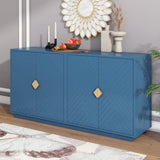 ZNTS TREXM Modern Functional Large Storage Space Sideboard with Wooden Triangular Handles and Adjustable WF318154AAM