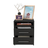 Eter Nightstand , End Table, Side Table Superior Top, Two Drawers -Black B07091863