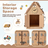 Playhouse Multi-purpose Busy House with Sensory Games and Interior Storage Space Games 09225353