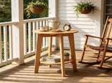 2-Tier Eucalyptus Wood Patio Side Table, Rustic Slatted Outdoor End Table with Bottom Storage Shelf, 10985812