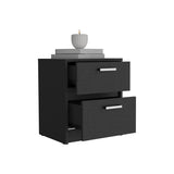 Trivor 2 Drawers Nightstand , End Table, Side Table Metal Handles -Black B07092122