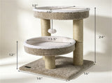 24 Inch Compact Cat Tree with 2 Plush Perches, Jute Rope Scratching Posts & Hanging Toy Ball, Stable 52371012