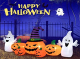 9ft Inflatable Halloween Decor 5 Pumpkins, 2 Ghosts, Internal LED Lights, Waterproof Polyester, 95470629