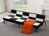 Velvet Upholstered Futon Sofa, Heavy-Duty Metal Frame, 5-Level Adjustable Backrest, Multi-Functional B347P507934