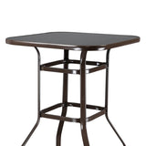 ZNTS Wrought Iron Glass High Bar Table Patio Bar Table Brown 75817084