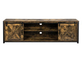 3-layer Double Barn Door with Sliding Rail X-shaped Panel TV Cabinet MDF with Triamine Retro Brown 94882860