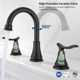 2-Handle 8 inch Widespread Bathroom Sink Faucet Matte Black Lavatory Faucet 3 Hole 360&deg Swivel Spout T3177P277516