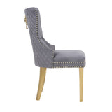 Simba Gold 2 Piece Dinning Chair Finish with Velvet Fabric in Dark Gray 659436250550