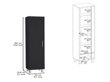 Storage Cabinet 71"H with 5-Tier Shelf, 3 Broom Hangers and Metal hardware, Black B097P221373