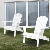 Wood Lounge Patio Chair for Garden Outdoor Wooden Folding Embossed Adirondack Chair Set of 2 Solid W1390P277608