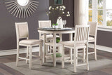Antique White Finish Wooden Counter Height Chairs 2pcs Set Textured Fabric Upholstered Dining Chairs B01155794