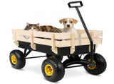 Heavy Duty Steel Wooden Side Support Cargo Wagon with 10" All-Terrain Air Tires, Up to 220lb Load 53440781