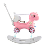 ZNTS Rocking Horse Toddlers , Balance Bike Ride On Toys with Push Handle, Backrest and Balance Board W509107491