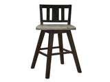 Pub Height Chairs Set of 2, Distressed Gray and Black 360-degree Swivel Chair Solid Rubberwood B011P194915