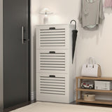 Wooden Shoe Cabinet for Entryway, White Shoe Storage Cabinet with 3 Flip Doors 20.94x9.45x43.11 inch W40935621