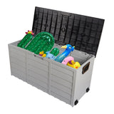 ZNTS 75gal 260L Outdoor Garden Plastic Storage Deck Box Chest Tools Cushions Toys Lockable Seat 26633405