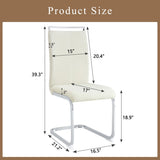 Set of 4 Cream Textured Granular Fabric Material Dining Chairs 39.3" High, 20.4" Ergonomic W1151P324773