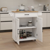 ZNTS Kitchen island rolling trolley cart with Adjustable Shelves & towel rack & seasoning rack rubber 06552763