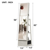 Jewelry Cabinet Armoire with Full Length, 360&deg Rotating, Lockable Storage Cabinet, Interior W3406P340475
