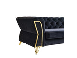 Modern Tufted Velvet Sofa 87.4 inch for Living Room Black Color W579107799