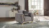 Leena Contemporary Style Upholstery Chair Made with Wood in Gold accent & Gray B009P264616