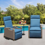 Outdoor Recliner Chair, Patio Recliner with Hand-Woven Wicker, Flip Table Push Back, Adjustable W1859P196402