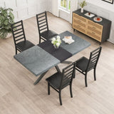 Metal Dining Chairs Set of 4, Steel Legs and PU Leather Seats, High Back Armless Dining Chairs, for W757P232711