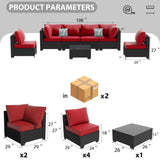 7 Piece Patio Furniture Set, All-Weather Wicker Outdoor Conversation Set with Sectional Sofa, Rattan 29052709
