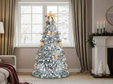 6 FT Snow Flocked Pre-lit Artificial Pop Up Christmas Tree with 100 Warm Lights and Golden Ornaments 77360414