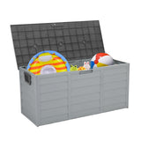 ZNTS 75gal 260L Outdoor Garden Plastic Storage Deck Box Chest Tools Cushions Toys Lockable Seat 10663967