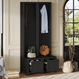 ON-TREND Elegant Free Standing Hall Tree Set of 2, Multifunctional 3-IN-1 Entryway Coat Rack with N721P249242B