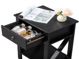 2PCS Side Intersection Style Bedside Table Coffee Table with Two-layer Drawer Black 31379383