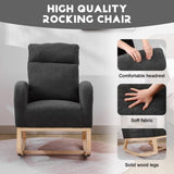 Modern Accent Rocking Chair Rocking Chair with Solid Wood Legs, Upholstered Nursery Glider Rocker, 20563339