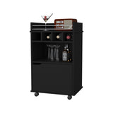 FM FURNITURE Crozier Bart Cart, with 1 shelf, 1 door and four built-in wine rack,black B128P321057