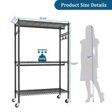 Rolling Clothes, Heavy Duty Clothes with Wheels, 3 Tiers Adjustable Wire Shelving Clothes W3204P318298
