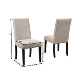 Biony Fabric Dining Chairs with Nailhead Trim, Set of 2, Tan T2574P164549