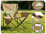 Folding Camping Chair, Heavy-Duty Metal Frame Portable Outdoor Chair with Cup Holder, Insulated 72175565