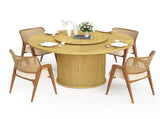 55-inch round dining table for six, featuring a double-tiered storage rack and a rotating tabletop W1162P357242
