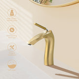 Brushed Gold Single Handle Lavatory Basin Sink Faucet W1217P214966