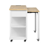 K&K 47 inch Kitchen Island with Extendable Dining Table, Rubber Wood Veneer Kitchen Table with N707P215327W