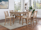 Transitional Set of 2 Counter Height Chairs Natural Tone And Beige Solid wood Chair Padded B011104627
