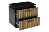 Modern Style 2-Drawer Nightstand Made With Mango Wood and Finished with Brass Metal B009128310