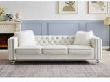 Beige, 23 Seat Sofa Set, Velvet Crystal Buckle Upholstery Sofa, Crystal Feet, Removable Cushion, 27013194