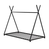 Metal Twin Size House Platform Bed with Triangle Structure, Black WF307193AAB