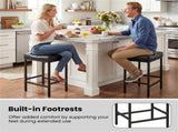 Set of 2 Black Backless Bar Stools, Ergonomic Saddle Seat with 3.5" Thick Cushion & Built-in 50501395